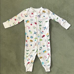 Hanna Andersson pajamas/PJs - floral and bug footless zip romper
